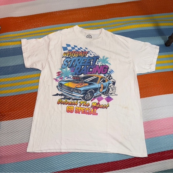 The DOM West Coast Street Racing White Graphic Tee Men’s Size Large - Picture 1 of 3